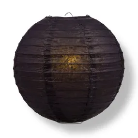 10" Black Round Paper Lantern, Even Ribbing, Chinese Hanging Wedding & Party Decoration