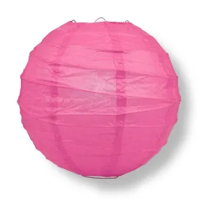 10" Fuchsia / Hot Pink Round Paper Lantern, Crisscross Ribbing, Chinese Hanging Wedding & Party Decoration