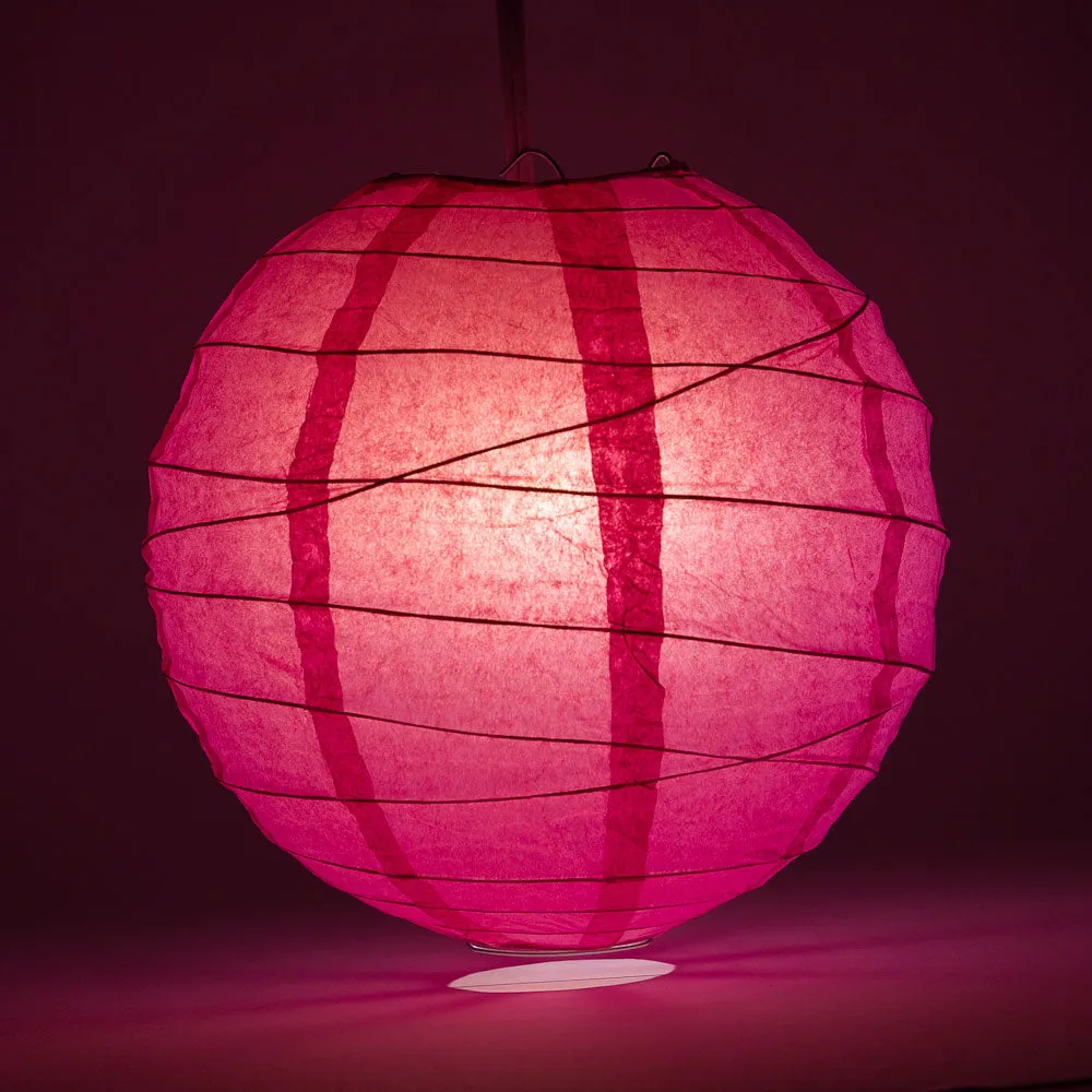 10" Fuchsia / Hot Pink Round Paper Lantern, Crisscross Ribbing, Chinese Hanging Wedding & Party Decoration