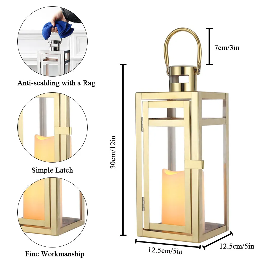 12'' High Metal Decorative Candle Lantern (Gold)