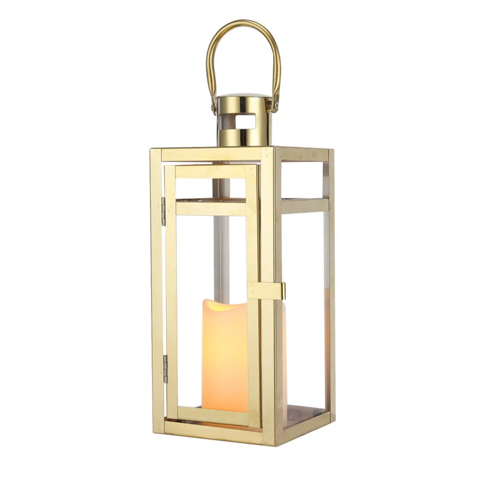 12'' High Metal Decorative Candle Lantern (Gold)