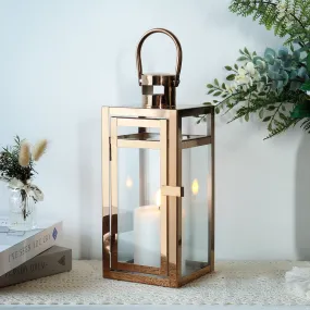 12'' High Metal Decorative Candle Lantern (RoseGold)