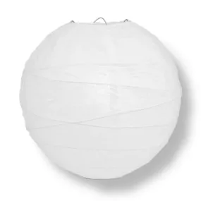 12" White Round Paper Lantern, Crisscross Ribbing, Chinese Hanging Wedding & Party Decoration