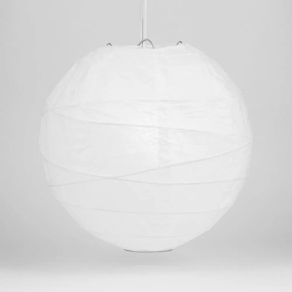 12" White Round Paper Lantern, Crisscross Ribbing, Chinese Hanging Wedding & Party Decoration