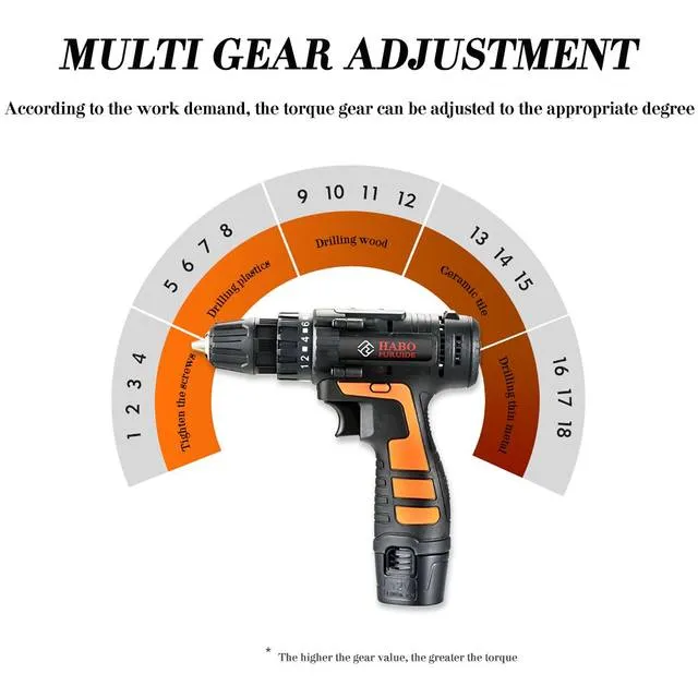 12V Multifunction Drill Screwdriver 2 Speed Electric Cordless Drill Driver Bits Set