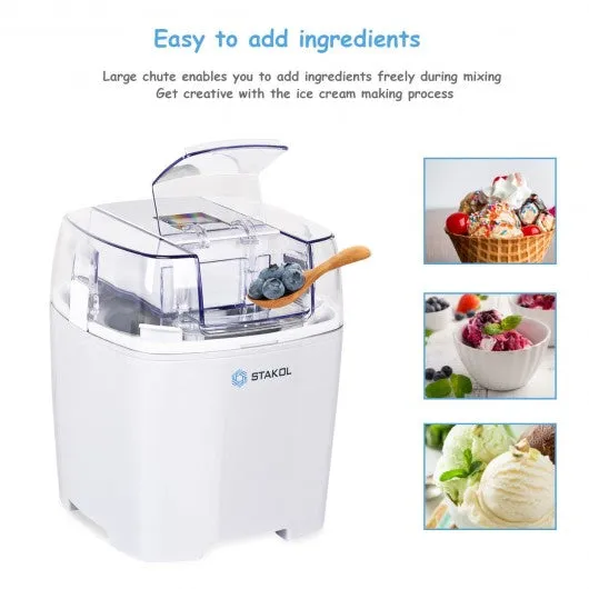 1.6 Quart Automatic Ice Cream Maker Freezer Dessert Machine-White