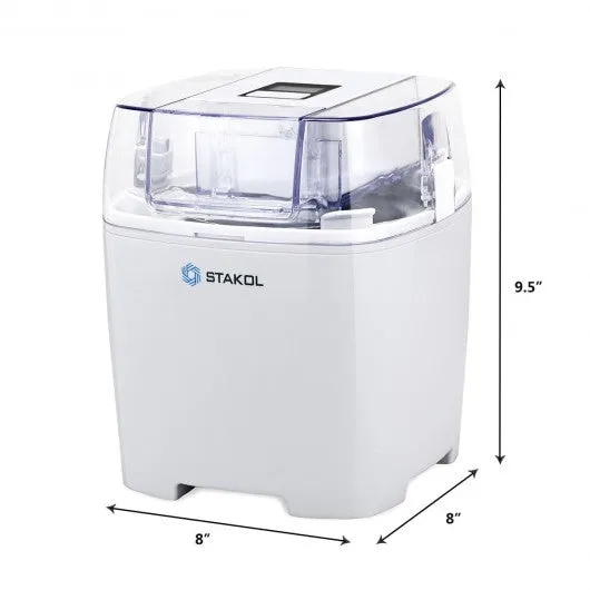 1.6 Quart Automatic Ice Cream Maker Freezer Dessert Machine-White