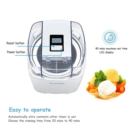 1.6 Quart Automatic Ice Cream Maker Freezer Dessert Machine-White