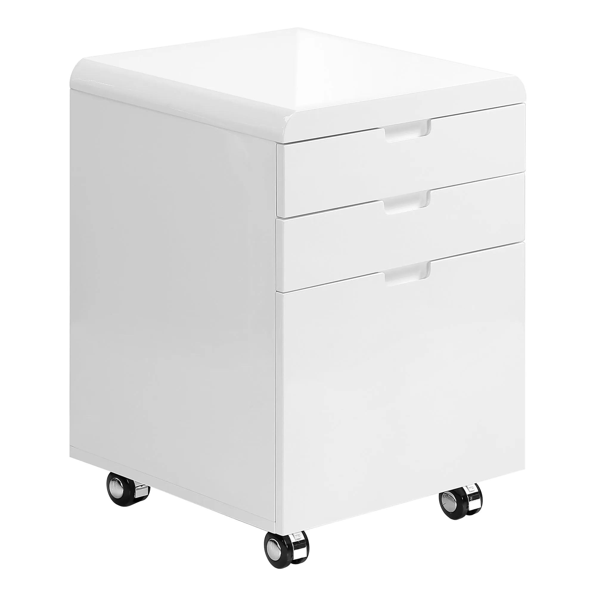 18" Modern White Gloss Mobile File Cabinet