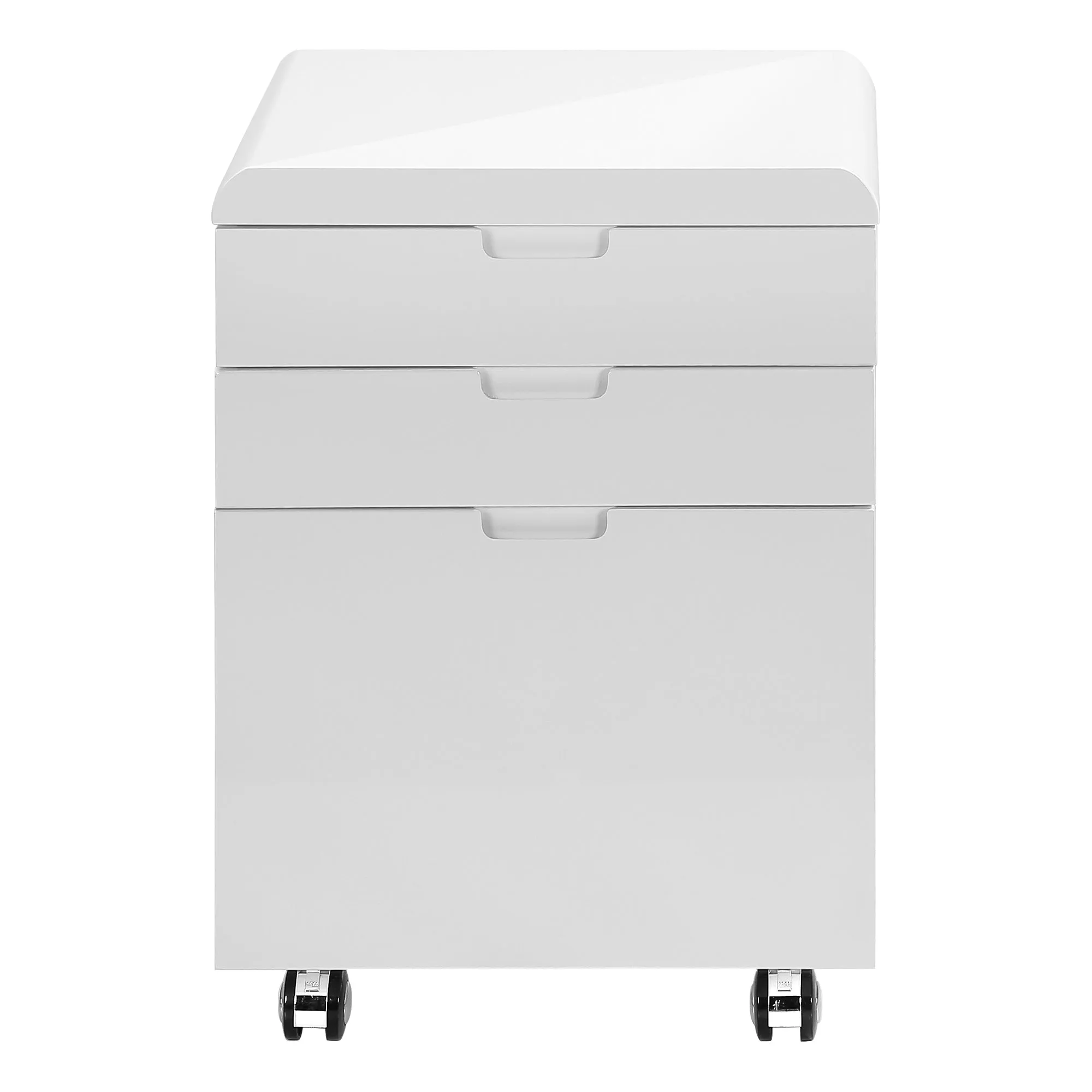 18" Modern White Gloss Mobile File Cabinet