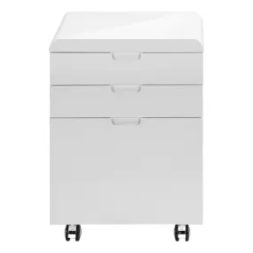 18" Modern White Gloss Mobile File Cabinet