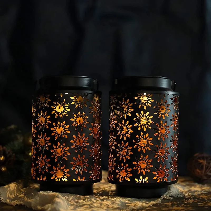 2 Pack Lantern Lights Outdoor (Flower Pattern)