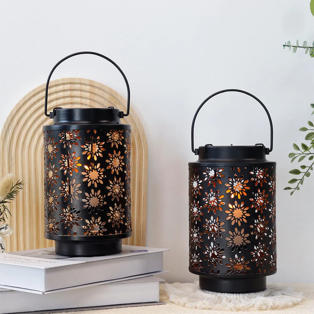 2 Pack Lantern Lights Outdoor (Flower Pattern)