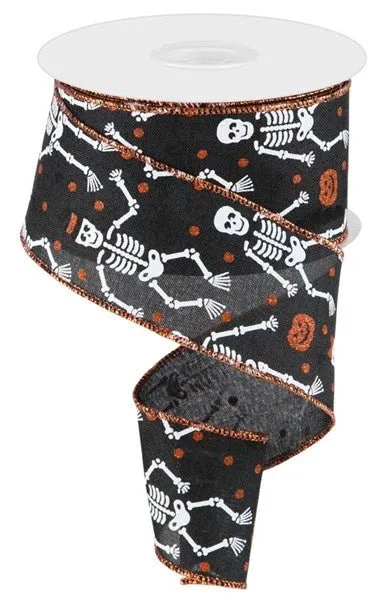 2.5" Dapper Skeleton Ribbon: Black