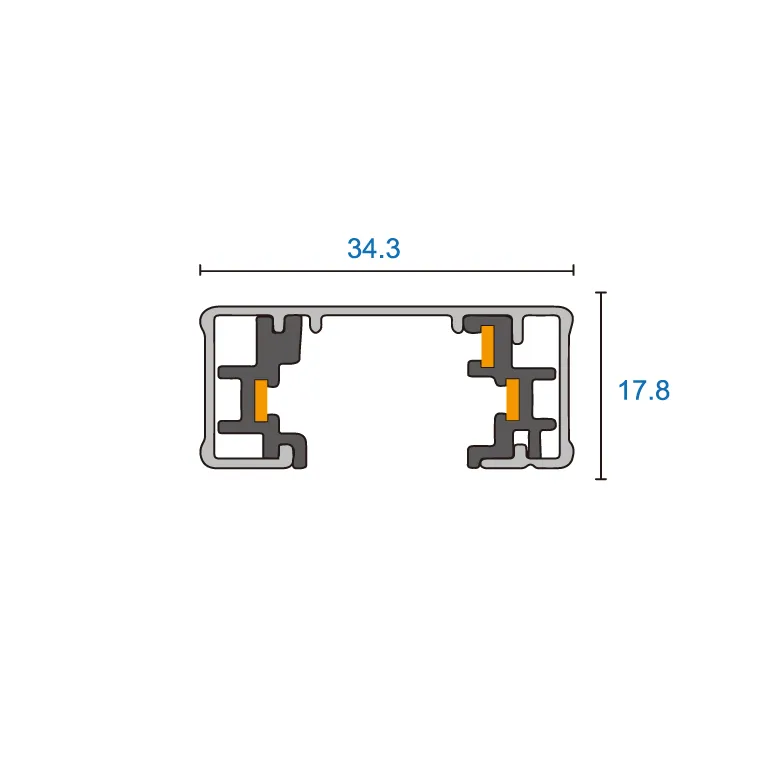 3 Wire Black White Track System 2000mm With Live End