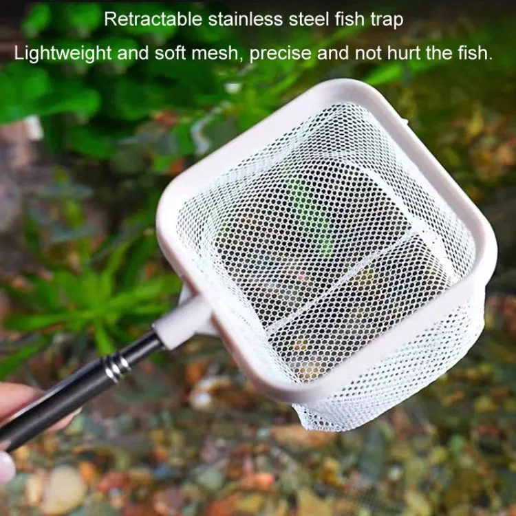 3D Fish Tank Fishing Net Stainless Steel Retractable Fish Shrimp Fish Net Pocket, Color: Square Black