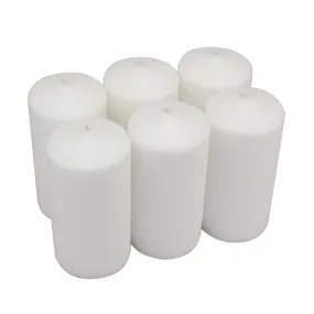 3x6 Inch Unscented White Pillar Candle Set (Set of 6) (WS)