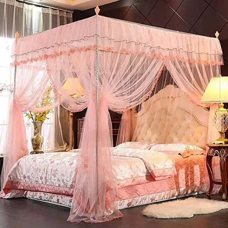 4 Corner Double Bed Canopy Bed Curtain