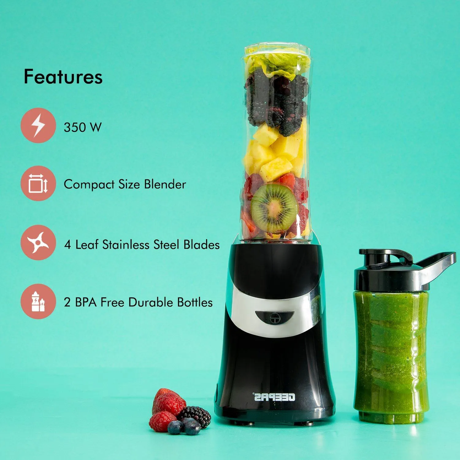 400ml Turbo Slim Blender & Smoothie Maker With Drinking Bottle