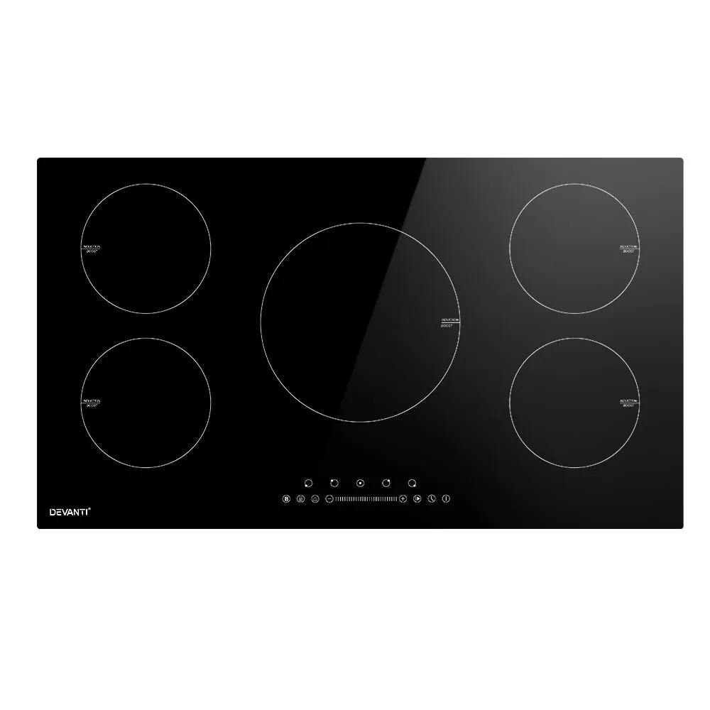 5-zone Induction Cooktop 90cm Ceramic Glass by Devanti