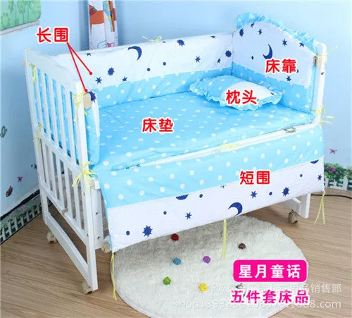 5Pcs baby crib bedding set kids bedding set 100x60cm newborn baby bed set crib bumper baby cot set baby bed bumper Free shipping