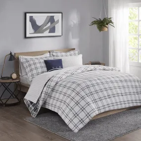 6-Piece Navy Plaid Comforter Set with Sheets