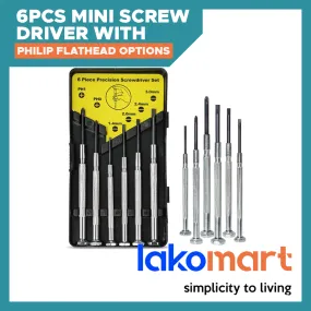 6Pcs Mini Screwdriver Precision Screwdriver Set with Philip Flathead Options for Jewelry, Watches, Glasses, Small Electronics Repair