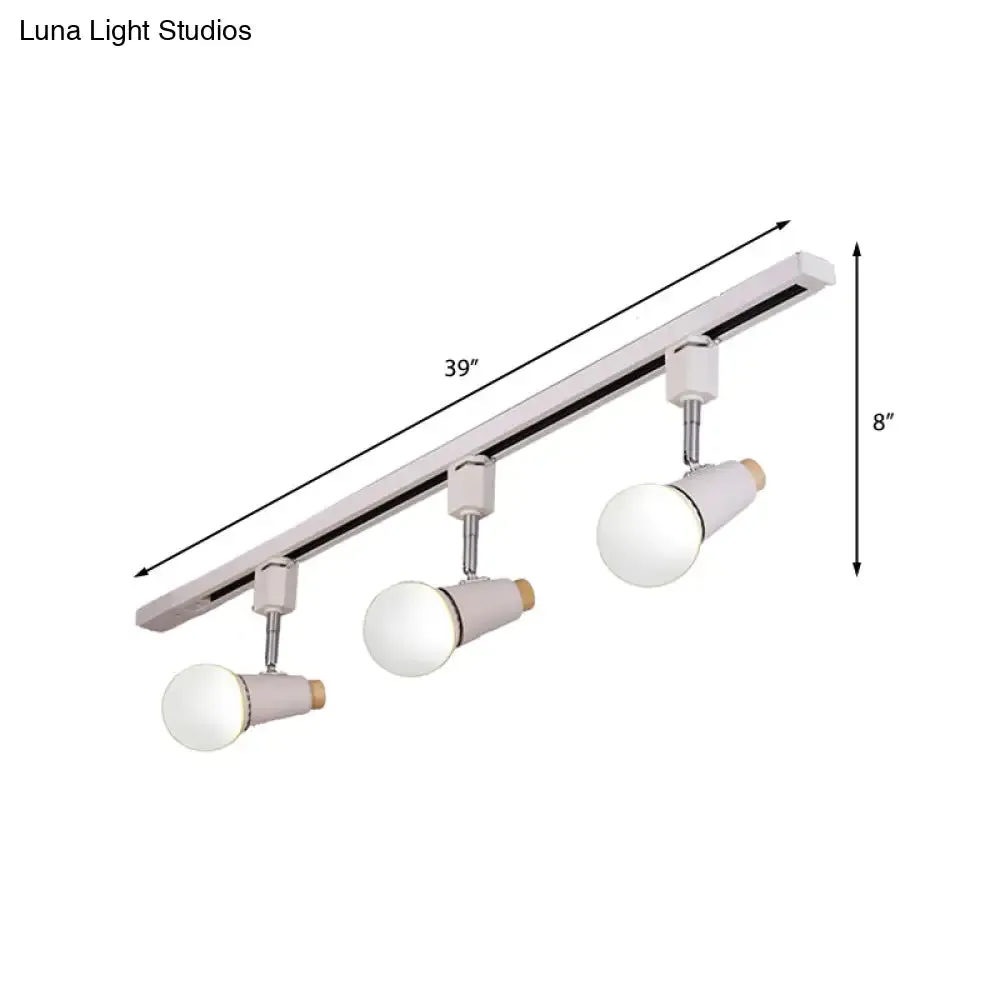 Adjustable Semi Flush Metallic Linear Ceiling Light with Cup Shade - Industrial Style 3/4 Heads Track Lighting in Black/White