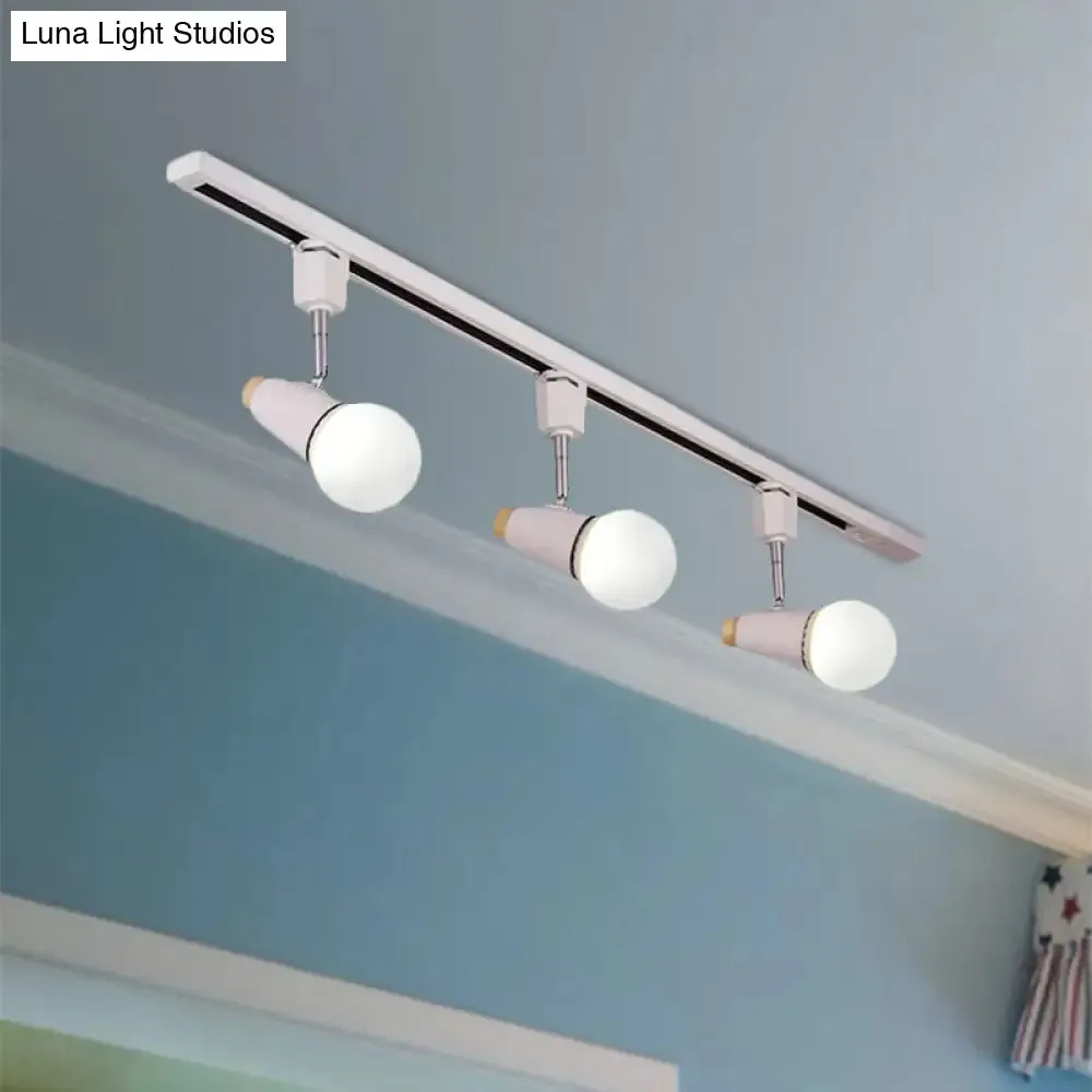 Adjustable Semi Flush Metallic Linear Ceiling Light with Cup Shade - Industrial Style 3/4 Heads Track Lighting in Black/White