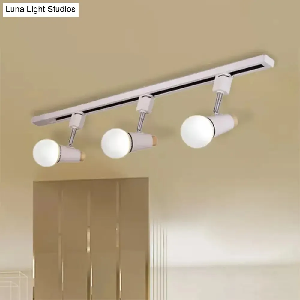 Adjustable Semi Flush Metallic Linear Ceiling Light with Cup Shade - Industrial Style 3/4 Heads Track Lighting in Black/White