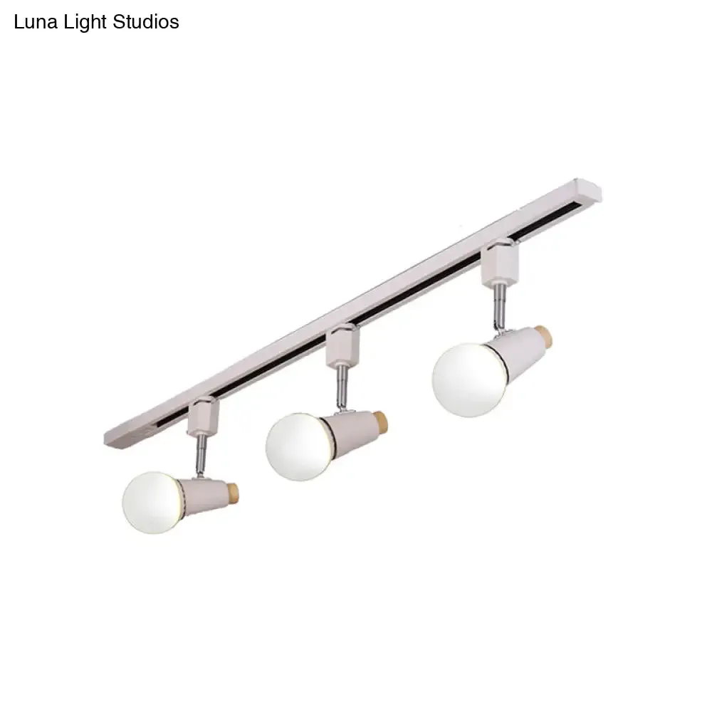 Adjustable Semi Flush Metallic Linear Ceiling Light with Cup Shade - Industrial Style 3/4 Heads Track Lighting in Black/White