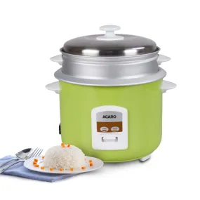 AGARO Marvel Electric Rice Cooker, 1.8 Liter, 700W, Automatic Boiler, Steamer, Removable Aluminium Pot, Stainless Steel Lid, Keep Warm Function, Trivet Plate, Rice, Veggies, Green