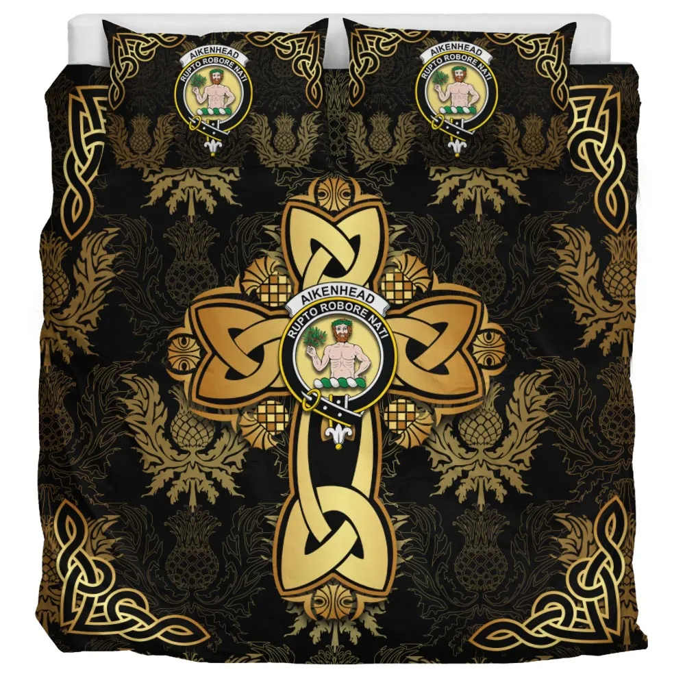 Aikenhead Clan Bedding Sets Gold Thistle Celtic Style