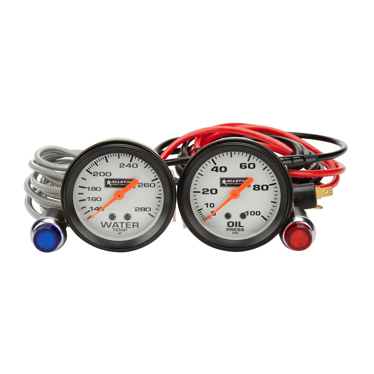 Allstar Performance 2 Gauge Kit / Warning Lights - Oil Pressure/Water Temp