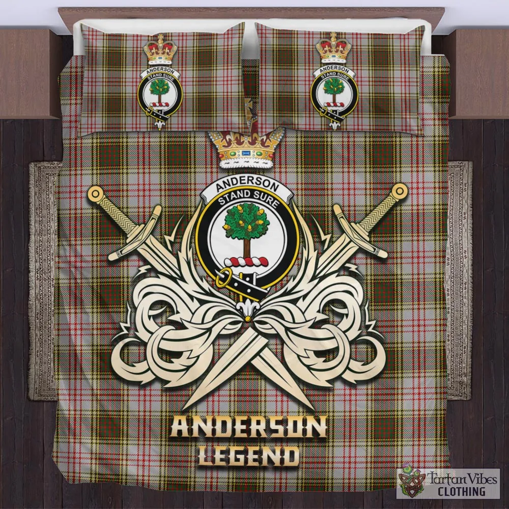 Anderson Dress Tartan Bedding Set with Clan Crest and the Golden Sword of Courageous Legacy