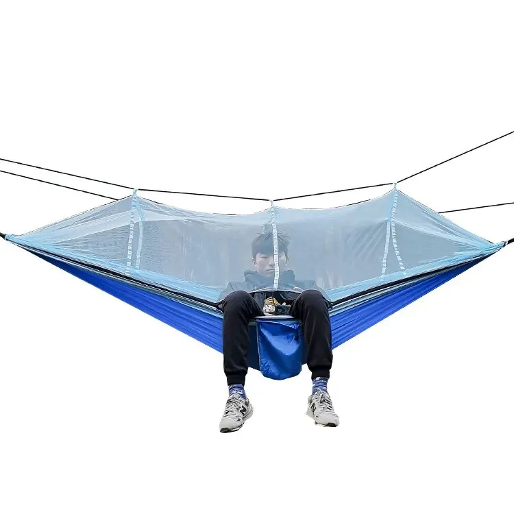 Anypack Camping Swing Chair Blue Outdoor Mosquito Net Hammock Anti-Mosquito Nylon Parachute Cloth Indoor Swing Chair Portable Camping Supplies