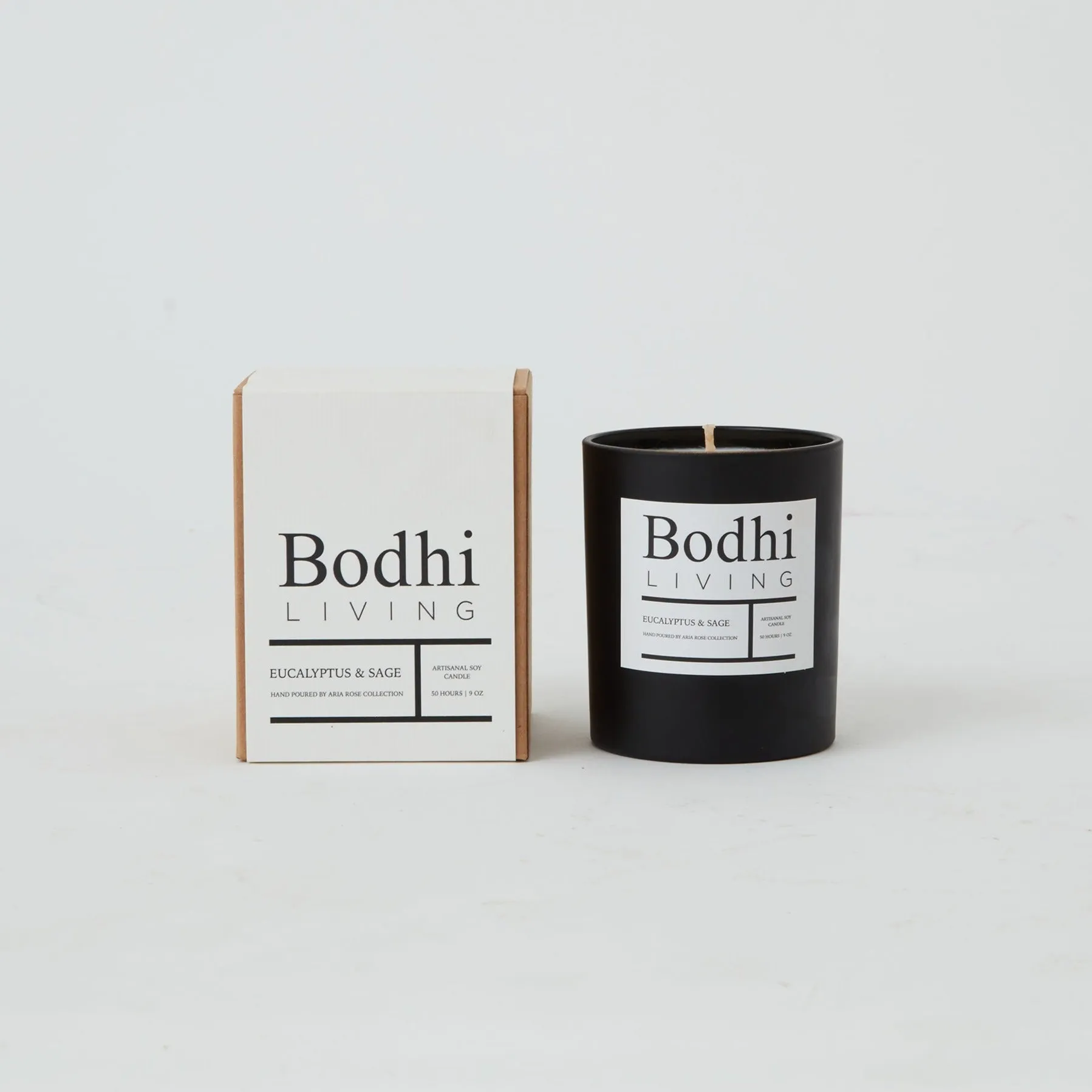 Artisanal soy candle in amber jar - Eucalyptus & Sage