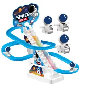 Astronaut Track Toys for Kids - Small Astronaut Stair Climbing Toys for Kids, Escalator Toy with Lights and Music - 3 Astronaut Included (Astronaut Track Set)