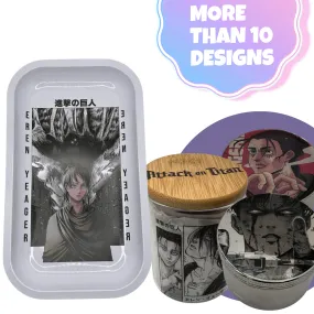 Attack On Titan Anime Spice Grinder, Stash Jar, Rolling Tray Set