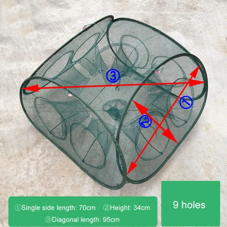 Automatic Folding Fishing Cage Square Fishing Net Shrimp Fishing Gear, Specification: 9 Holes