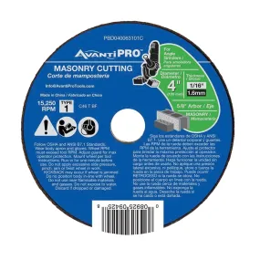 Avanti Pro PBD040063101C Cut-Off Wheel, 4 in Dia, 1/16 in Thick, 5/8 in Arbor, Silicone Carbide Abrasive