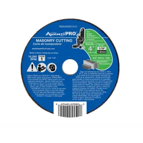 AvantiPro PBD040063101C Thin Kerf Masonry Cutting Disc, 4" x 1/16" x 5/8"