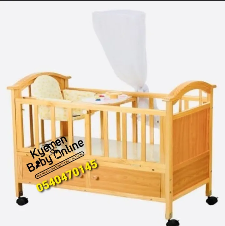 Baby Cot (All White Wooden Cot With Drawer) 5293 Baby Bed / Baby Crib