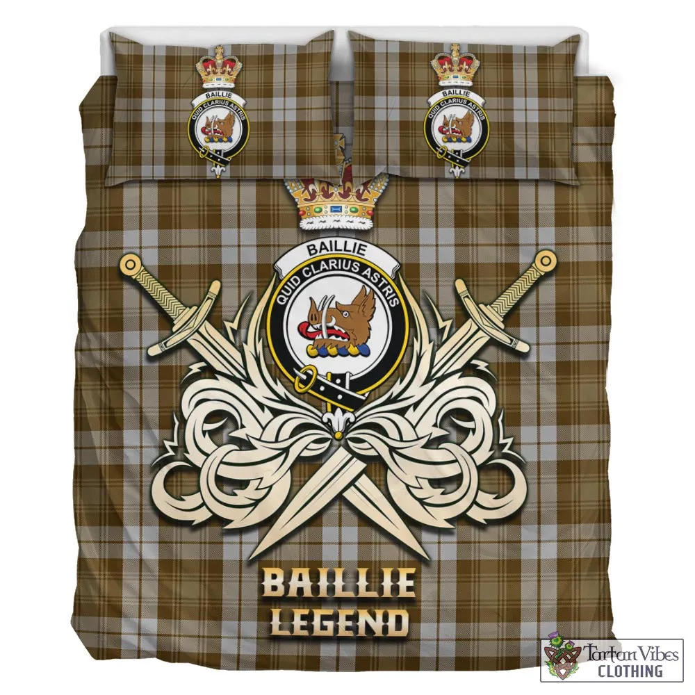 Baillie Dress Tartan Bedding Set with Clan Crest and the Golden Sword of Courageous Legacy