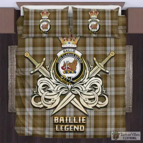 Baillie Dress Tartan Bedding Set with Clan Crest and the Golden Sword of Courageous Legacy