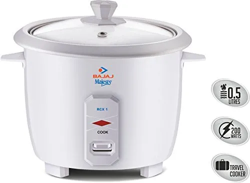 Bajaj Majesty RCX 1 Mini 0.4-Litre Multifunction Rice Cooker (White)