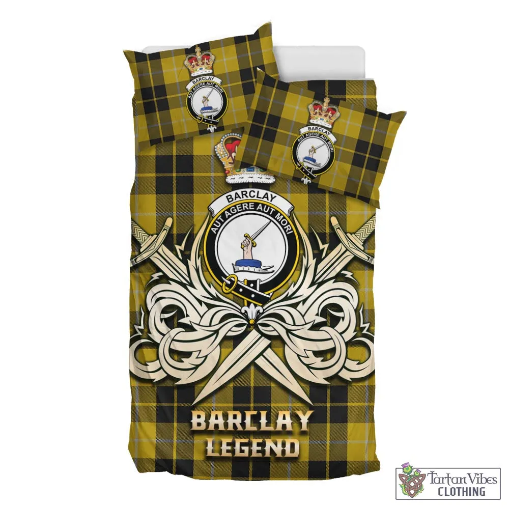 Barclay Dress Tartan Bedding Set with Clan Crest and the Golden Sword of Courageous Legacy