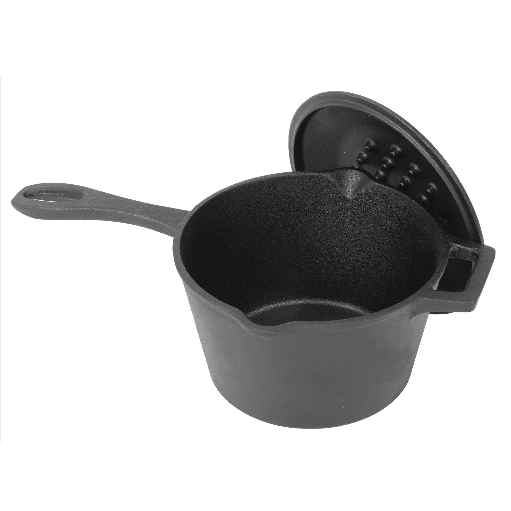 Bayou Classic 2.5 Quart Cast Iron Covered Sauce Pot with Self-Basting Lid, Black