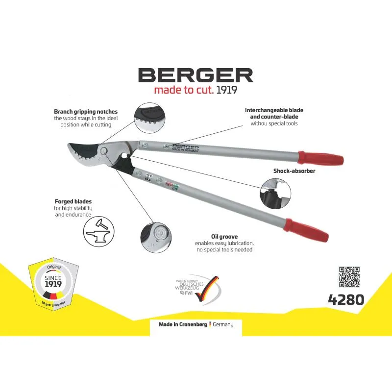 Berger Tools 4280 Bypass-System Lopping Shears with Replaceable Cutting Head, 33.5 Inch