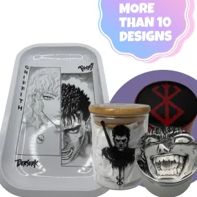 Berserk Anime Spice Grinder, Stash Jar, Rolling Tray Set